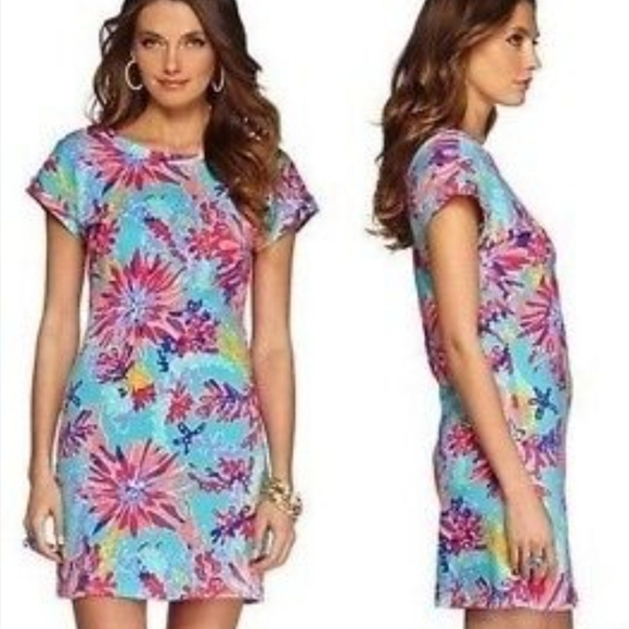 Lilly Pulitzer Anastasia Dress in Aqua French Terry size S - Picture 1 of 7